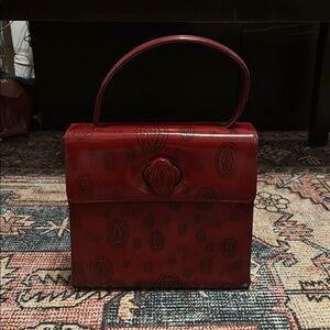 Cartier Red Satchel Structured Leather Bag